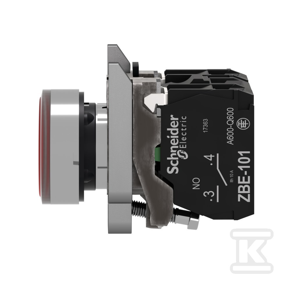 Przycisk płaski czerwony LED 110/120V, - XB4BW34G5
